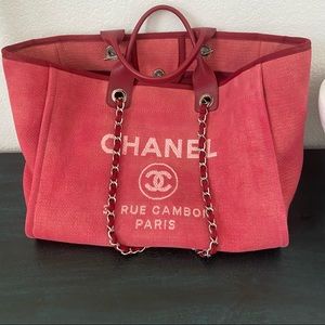 Chanel pink deauville large  tote purse bag